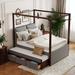 Latitude Run® Size Canopy Bed w/ Trundle & 3 Drawers Upholstered/Velvet in Gray | 76 H x 56 W x 82.3 D in | Wayfair