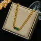 EILIECK-Collier pendentif en cristal vert pour femme acier inoxydable SION L lien punk bijoux