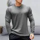 Pull à col rond pour homme haut uni coupe couvertes t-shirt mi-long vêtements décontractés pour