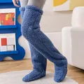 Bas thermiques chauds sur le genou pour femmes chaussettes à pieds Holey chaussettes floues pour