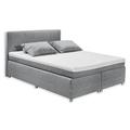 LUANDA 2 Boxspringbett 160x200, Grau - Bequemes Doppelbett mit 7-Zonen Tonnentaschenfederkernmatratze & Komfortschaum Topper - 164 x 103 x 212 cm (B/H/T)