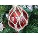 Glass & Rope Red Fishing Float Christmas Tree Ornament - 4" L x 4" W x 8" H