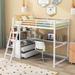 Merax Twin Size Metal&Wood Loft Bed with Desk and Shelves