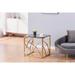 Cube Coffee Table Tempered Glass Top End Table Sofa Side Table with Gold Plated Stainless Steel Frame for Living Room