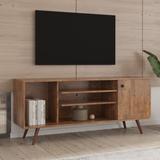 TV Stand for 32 42 50 55" TVs, Modern Media Storage Cabinets Entertainment Center with Storage Shelves for Living Room, Walnut