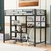 Twin Size Metal Loft Bed with Desk, Shelves, and Ladder - Sturdy Steel Frame, Creative Space for Kids' Exploration