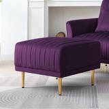 Square Ottoman Velvet Stool Seat with Metal Legs, Footrest for Bedroom to match with Living Room Chairs Armchairs