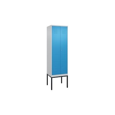 C+P Doppel-Spind Classic PLUS, Gestell, 2 Abteile, HxBxT 212x60x50cm, Zylinderschloss, Hellgrau/Lichtblau von PROREGAL Image