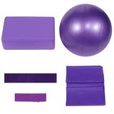 FRCOLOR 5pcs Home Fitness Yoga Ball Yoga Tension Band Sports Accessory Home Sports Supplies (Purple Yoga Ball Yoga Brick Latex Resistance Band Stretch Band Resistance Ring)