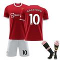 XNB 2021-2022 Man Utd Home Shirt #10 Rashford Sportswear Soccer Activewear Set