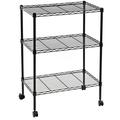 3-Shelf Shelving Unit with Shelf Liners Set of 3 Adjustable Steel Organizer Wire Rack 100lbs Loading Capacity Per Shelf for Kitchen and Garage Black WQFC012
