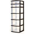 plastic 6 clear drawer medium home storage container tower with 4 large drawers and 2 small drawers black frame