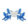 TrexÂ® Outdoor Furnitureâ„¢ 5-Piece Monterey Bay Folding Adirondack Conversation Set with Fire Pit Table in Pacific Blue