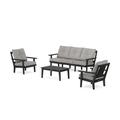 POLYWOODÂ® Prairie 4-Piece Deep Seating Set with Sofa in Black / Grey Mist