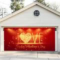 Riforla Valentine s Day Garage Door Hanging Flag Banner Red Heart Pattern Valentine s Day Party Decoration Props Background Cloth Garage Door Decorations Orange