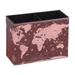 PU Leather Desk Pen Holder Pencil Desk Organizer 5.9x 4.3x 2.8Inch World Map Pattern Pencil Holder for Office