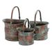 Rustic Metal Round Planter Set Of 3 13 11 9 W Copper