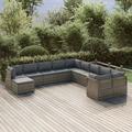 11 Piece Patio Lounge Set with Cushions Gray Poly Rattan