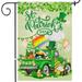 Rdsfhsp St Patricks Day Garden Flag Shamrock Truck Gnome Yard Flag 12x18 Double Sided St Patricks Day Linen Garden Flags Signs Home Green Decorations for Outdoor Farmhouse