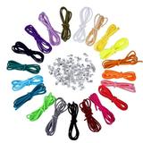 Faux Suede Cord Pink 20Pcs Multicolor 3mm Faux Leather Cord Suede Lace with 100pcs Silver Cord Ends for DIY Bracelets Necklace Making Cord String Rope(Random Color)