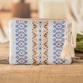 Bright Skies,'Handloomed Blue and Ivory Cotton Wristlet with Tassel'