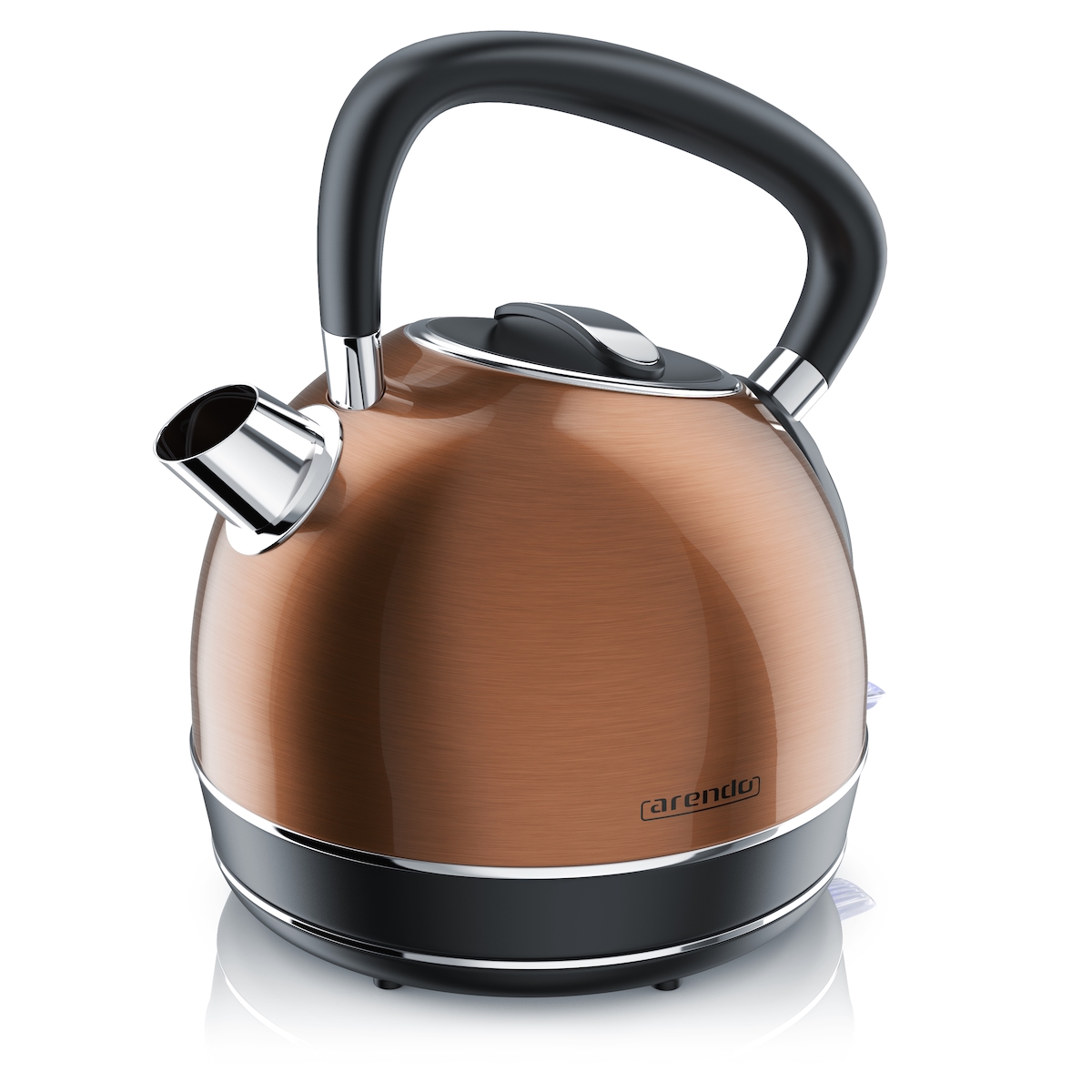 Arendo Wasserkocher 1,7 l, 2200 W, Edelstahl, Retro Style Vintage, Überhitzung & Trockenkochschutz, kupfer Image