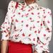 Zara Tops | Bloggers Favorite Zara Floral Print Puff-Sleeve Blouse Shirt Size M | Color: Red | Size: M