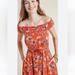 Anthropologie Dresses | Anthropologie 52 Conversations Ruffle Off The Shoulder Midi Dress. 6 | Color: Red/Yellow | Size: 6