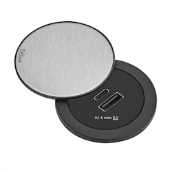 EVOline One USB-Charger A/C mit Deckel schwarz, Edelstahleinleger Image
