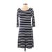 Chelsea & Theodore Casual Dress - A-Line Scoop Neck 3/4 sleeves: Blue Stripes Dresses - Women's Size Medium