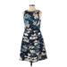 Ann Taylor Factory Casual Dress - A-Line: Blue Jacquard Dresses - Women's Size 4