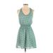 Charlotte Russe Casual Dress - Mini Scoop Neck Sleeveless: Green Dresses - Women's Size Small