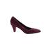 Dollhouse Heels: Pumps Chunky Heel Classic Burgundy Solid Shoes - Women's Size 8 - Almond Toe