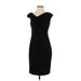 Lauren by Ralph Lauren Cocktail Dress - Party V Neck Short sleeves: Black Solid Dresses - Women's Size 2