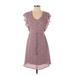 Monteau Casual Dress - A-Line Scoop Neck Short sleeves: Burgundy Dresses - Women's Size Small