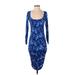 Rachel Pally Casual Dress - Bodycon: Blue Acid Wash Print Dresses - Women's Size X-Small