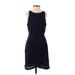 TOBI Casual Dress - Wrap Crew Neck Sleeveless: Blue Print Dresses - Women's Size Small