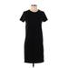 J.Crew Factory Store Casual Dress - Shift Crew Neck Short sleeves: Black Print Dresses - Women's Size X-Small