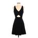Ali & Jay Casual Dress - Mini V Neck Sleeveless: Black Print Dresses - Women's Size Small