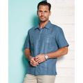 Blair Men's John Blair Short-Sleeve Guayabera Shirt - Blue - SML