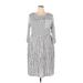 Fashion Casual Dress Scoop Neck 3/4 sleeves: Gray Print Dresses - Women's Size 2X-Large