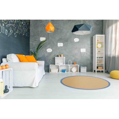 Sisalteppich CARPETFINE "Sisal", blau, H:5mm Ø:120cm, Sisal, Teppiche, mit farbiger Bordüre, Anti-Rutsch Rückseite Image