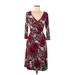 AB Studio Casual Dress - Wrap: Burgundy Hearts Dresses - Women's Size Medium