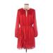 Paris Atelier & Other Stories Casual Dress - Mini Tie Neck Long sleeves: Red Solid Dresses - Women's Size 8