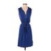 MICHAEL Michael Kors Casual Dress V Neck Sleeveless: Blue Print Dresses - Women's Size X-Small