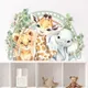 Autocollant Mural de Dessin Animé pour Chambre d'Enfant Éléphant Girafe Papier Peint pour Bébé et