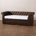 House of Hampton® Mickel Twin Daybed w/ Trundle Upholstered/Faux leather in Brown | 36.6 H x 43.5 W x 95.3 D in | Wayfair