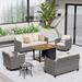 Latitude Run® Chikamia 6 Piece Sofa Seating Group w/ Cushions Synthetic Wicker/All - Weather Wicker/Wicker/Rattan in Black/Gray | Outdoor Furniture | Wayfair