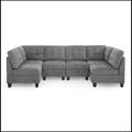 Gray Sectional - Latitude Run® U Shape Modular Sectional Sofa, Includes Four Single Chair & Two Corner Chenille, | 36.5 H x 116 W x 58 D in | Wayfair