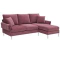Pink Sectional - Orren Ellis Convertible Sectional Sofa, Modern Chenille L-Shaped Sofa Couch w/ Reversible Chaise Lounge, Fit For Living Room | Wayfair